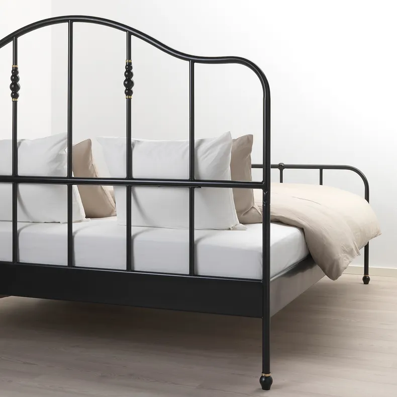 IKEA SAGSTUA САГСТУА, каркас ліжка, чорний/Лейрсунд, 160x200 см 492.688.32 фото №9