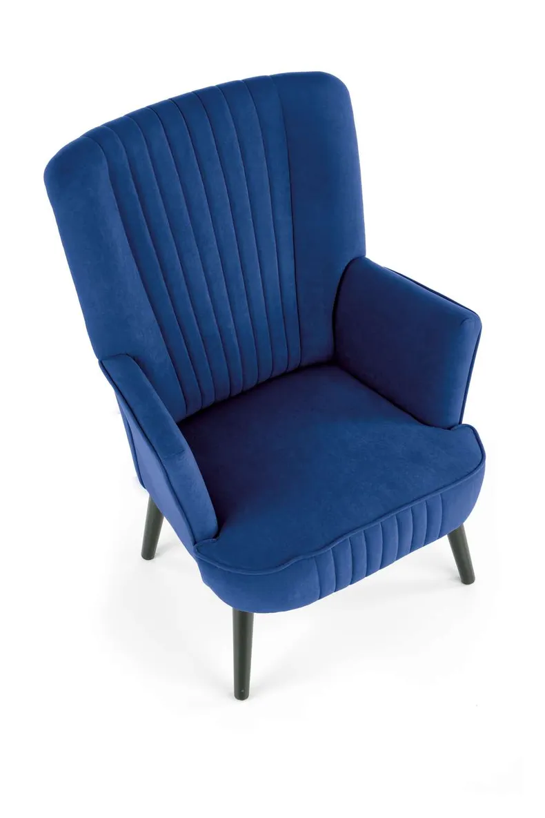 Мягкое кресло бархатное HALMAR DELGADO BLUVEL 86, темно синий фото №7