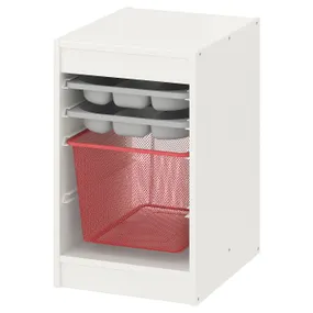 IKEA TROFAST ТРУФАСТ, комб д/збер з коробкою/лотками, білий сірий/світло-червоний, 34x44x56 см 294.807.87 фото