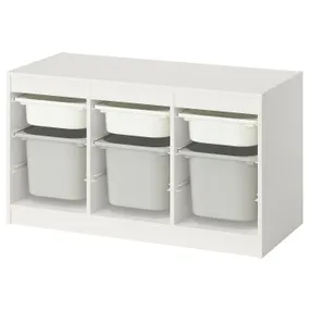 IKEA TROFAST, стійка для сміття, білий білий/сірий, 99x44x56 см 895.744.67 фото