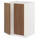 IKEA METOD МЕТОД, напольный шкаф для мойки+2 двери, белый / Имитация коричневого ореха, 60x60 см 595.192.17 фото thumb №1