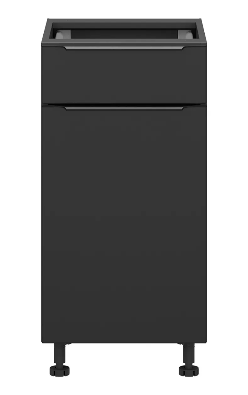 BRW Кухонна шафа Sole L6 40 см права з висувною шухлядою з плавним закриттям чорний матовий, чорний/чорний матовий FM_D1S_40/82_P/STB-CA/CAM фото №1