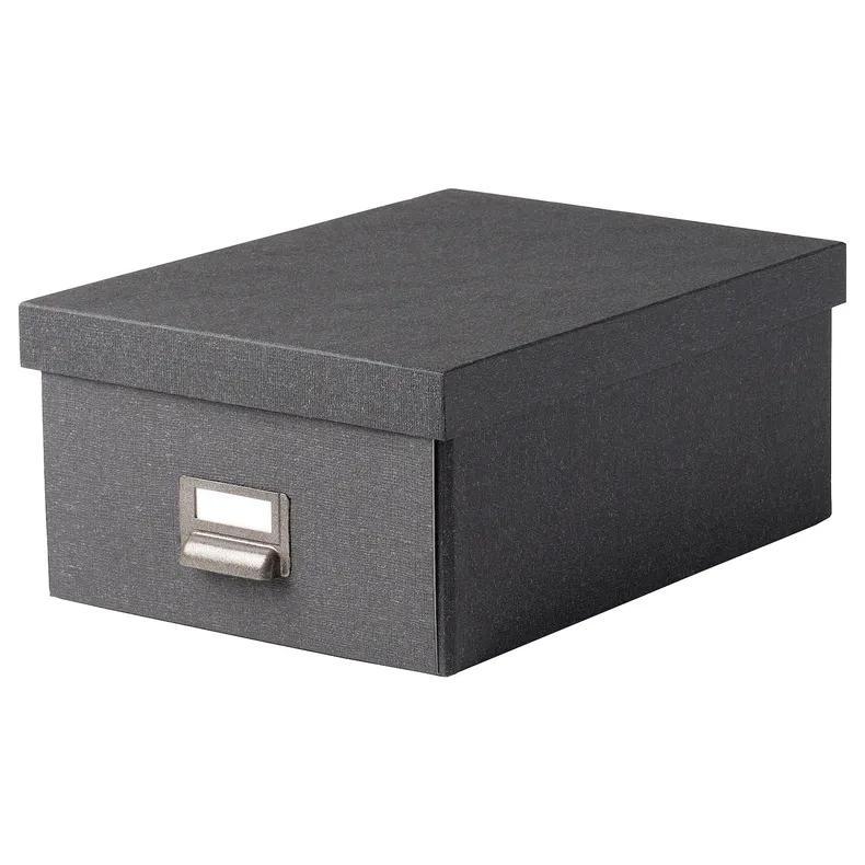 IKEA TJOG ЧУГ, коробка с крышкой, тёмно-серый, 25x36x15 см 404.776.65 фото №1