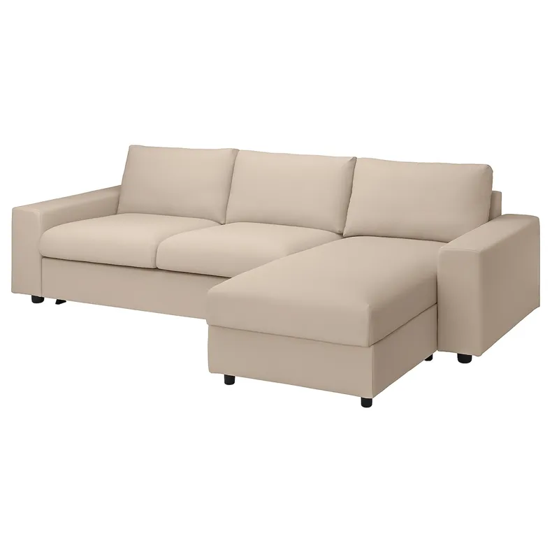 IKEA VIMLE ВИМЛЕ, 3-местный диван-кровать с козеткой, с широкими подлокотниками / Галларп бежевый 795.370.84 фото №2