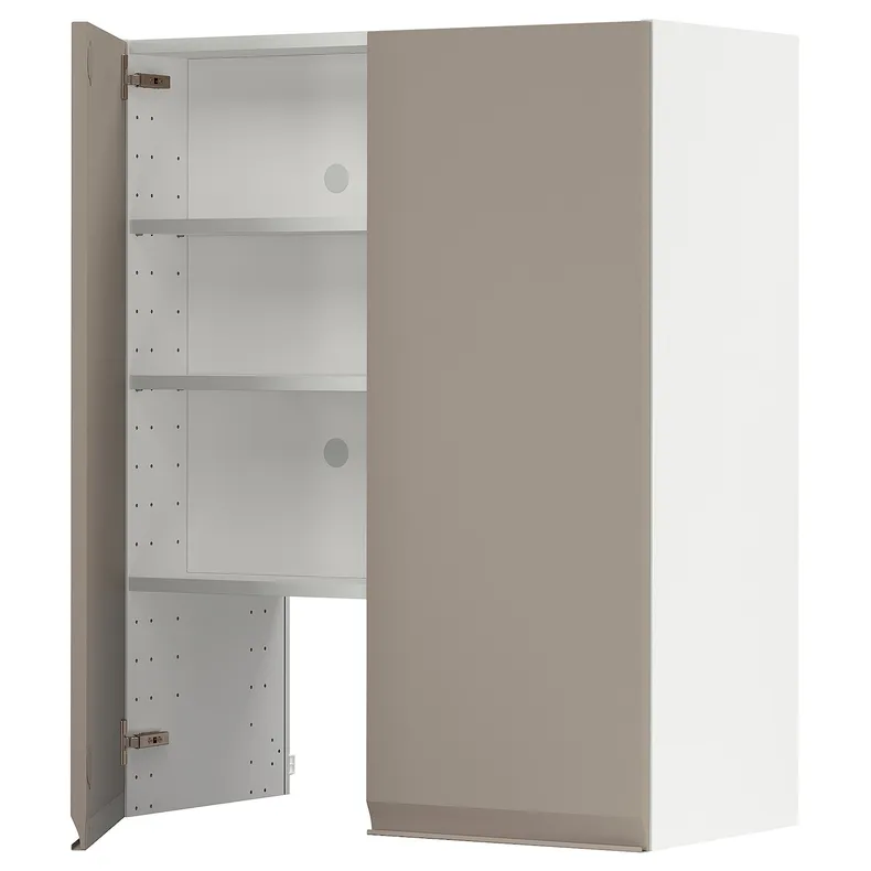 IKEA METOD МЕТОД, навесной шкаф д / вытяжки / полка / дверь, белый / матовый темно-бежевый, 80x100 см 895.042.95 фото №1