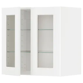 IKEA METOD МЕТОД, настінна шафа, полиці / 2 склх дверц, білий Енкопінг / білий імітація дерева, 60x60 см 694.734.74 фото