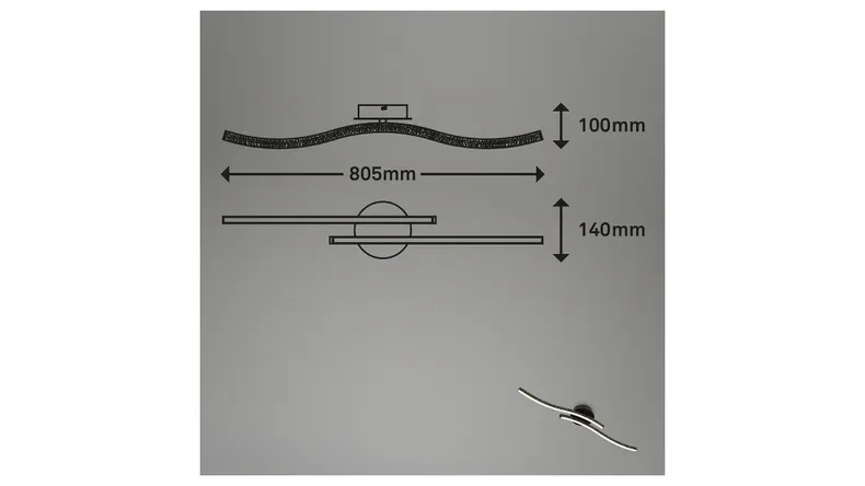BRW Стельовий світильник Rey Led 2-точковий металевий чорний 085526 фото №5