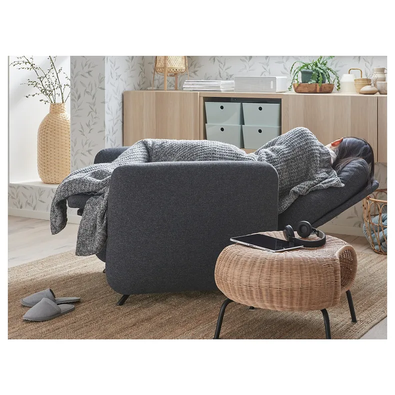 IKEA EKOLSUND ЕКОЛЬСУНД, крісло розкладне, Gunnared темно-сірий 092.971.86 фото №4
