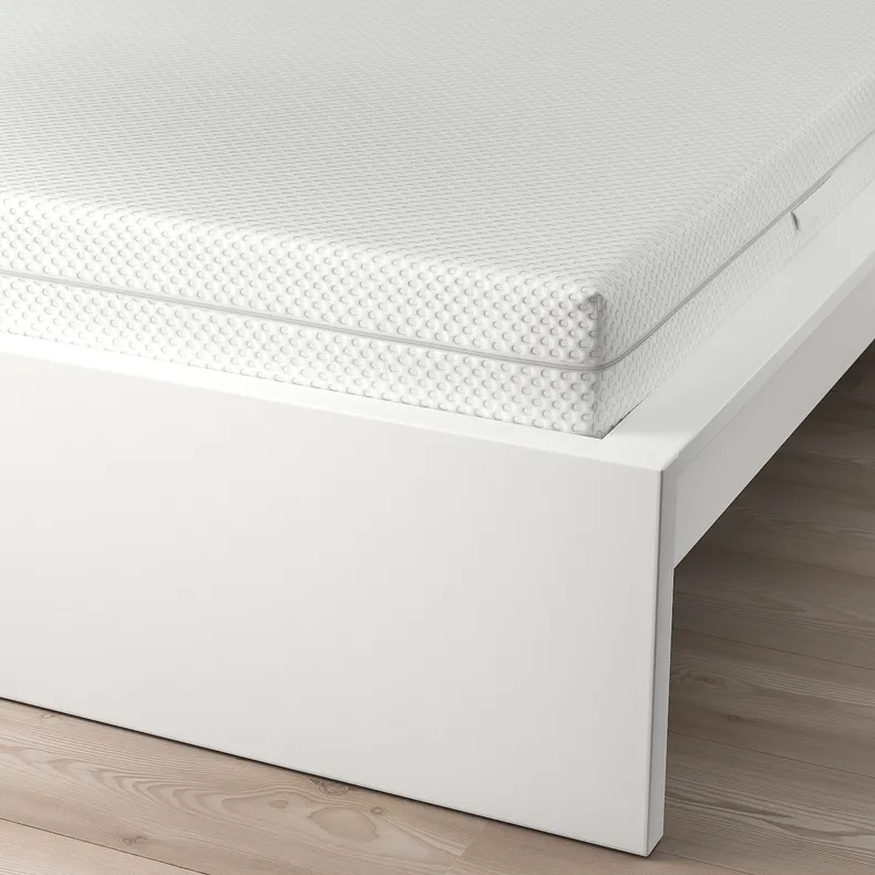 IKEA MALM МАЛЬМ, каркас кровати с матрасом, белый / Ебыгда средней жесткости, 140x200 см 395.447.17 фото №2