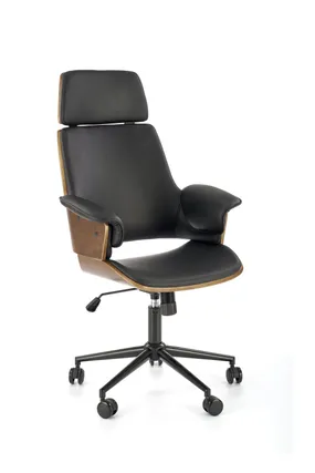 Крісло комп'ютерне офісне обертове HALMAR WEBER горіх / чорний, екошкіра фото