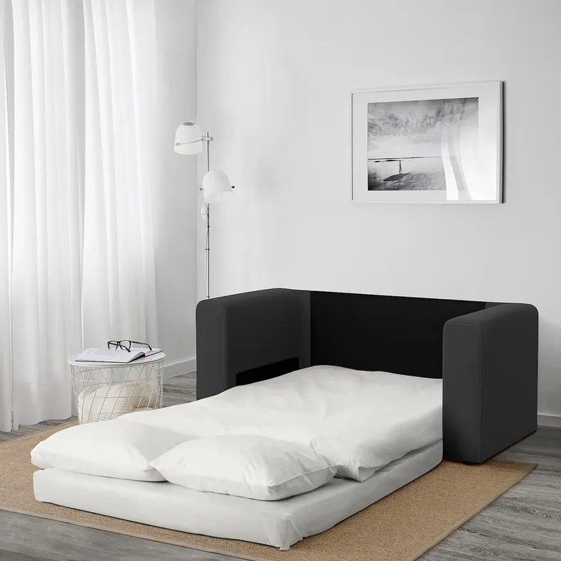 IKEA ASKEBY АСКЕБИ, 2-местный диван-кровать, Книса темно-серая 505.148.46 фото №4