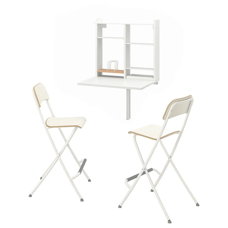 IKEA NORBERG НОРБЕРГ / FRANKLIN ФРАНКЛІН, стіл+2 стільці, білий / білий 694.816.95 фото №1