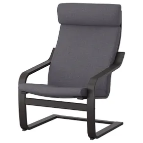IKEA POÄNG ПОЭНГ, кресло, черный / коричневый / темно-серый Skiftebo 993.885.11 фото