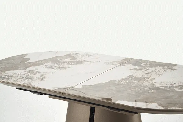 Раскладной стол HALMAR ROBINSON 160-200х90 см, бежевый мрамор / капучино / черный фото №18