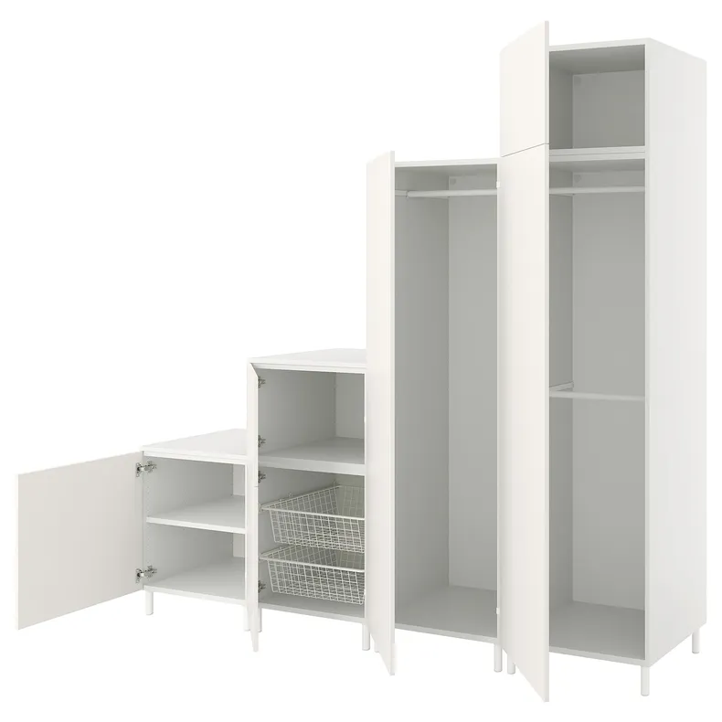IKEA PLATSA ПЛАТСА, гардеробна шафа, 6 дверцят, білий/ФОННЕС білий, 240x57x231 см 394.253.52 фото №1