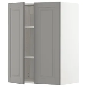 IKEA METOD МЕТОД, навесной шкаф с полками / 2дверцы, белый / бодбинский серый, 60x80 см 294.585.07 фото