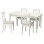 IKEA INGATORP ІНГАТОРП / INGOLF ІНГОЛЬФ, стіл+4 стільці, білий / бежевий галантерейний, 155 / 215 см 193.886.85 фото