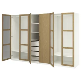 IKEA PAX ПАКС / TONSTAD ТОНСТАД, гардероб, комбинация, белое/дубовое стекло, 300x60x201 см 395.499.08 фото