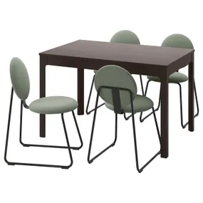 IKEA EKEDALEN ЭКЕДАЛЕН / MÅNHULT МОНХУЛЬТ, стол и 4 стула, темно-коричневый / хакебо серо-зеленый, 120 / 180 см 195.059.29 фото