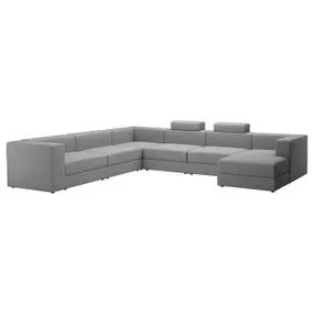 IKEA JÄTTEBO ЭТТЕБО, 7-местный п-образный диван, с креслом для отдыха, справа с подголовником / Тонуруд серый 595.106.17 фото