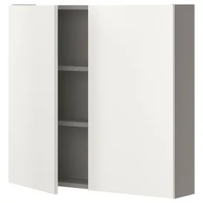 IKEA ENHET ЭНХЕТ, навесной шкаф с 2 полками/дверцами, серый/белый, 80x17x75 см 693.236.82 фото