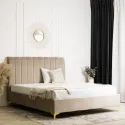 Ліжко двоспальне оксамитове MEBEL ELITE MARCELO Velvet, 160x200 см, бежевий фото thumb №2