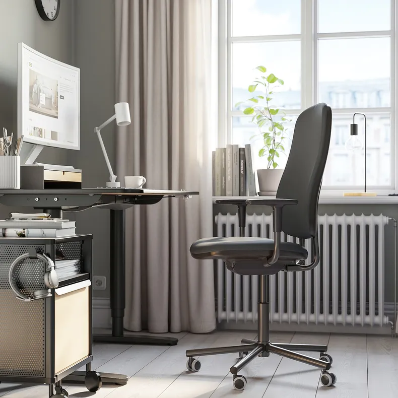 IKEA SMÖRKULL СМЕРКУЛЛЬ, офісний стілець із підлокітниками, Сірий темно-сірий 805.034.36 фото №6