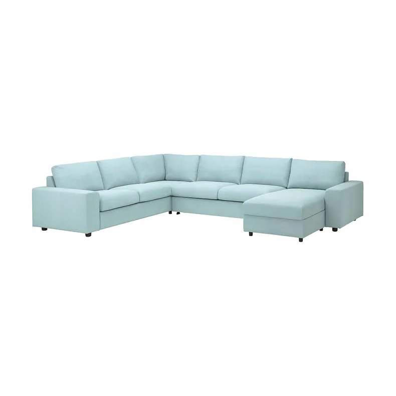 IKEA VIMLE ВІМЛЕ, чохол для кутов дивана-ліжка, 5-міс, з шезлонгом з широкими підлокітниками / Saxemara світло-блакитний 194.242.78 фото №2