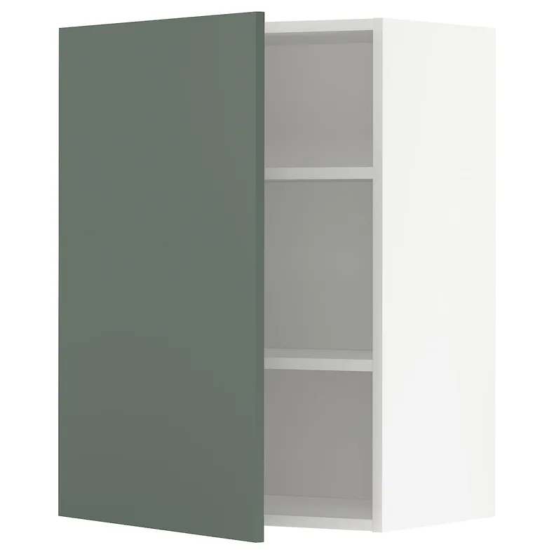 IKEA METOD МЕТОД, шафа навісна із полицями, білий / БОДАРП сіро-зелений, 60x80 см 394.679.45 фото №1