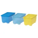 IKEA GLIS ГЛІС, коробка з кришкою, жовтий/блакитний, 17x10 см 904.661.55 фото thumb №1