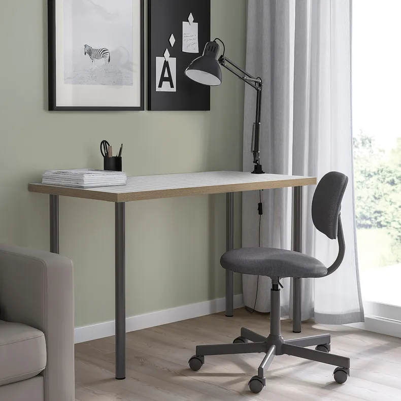 IKEA LAGKAPTEN ЛАГКАПТЕН / ADILS АДИЛЬС, письменный стол, белый антрацит / темно-серый, 140x60 см 995.084.29 фото №7