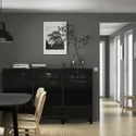 IKEA BESTÅ БЕСТО, комбинация для хранения с дверцами, Selsviken black / Glassvik high gloss / black smoked glass, 180x42x112 см 092.081.85 фото thumb №3