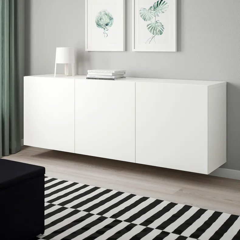 IKEA BESTÅ БЕСТО, настінна комбінація шаф, білий / ЛАППВІКЕН білий, 180x42x64 см 894.259.10 фото №6