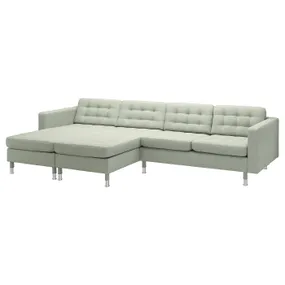 IKEA LANDSKRONA ЛАНДСКРУНА, 4-місний диван із кушетками, ГУННАРЕД світло-зелений/металевий 995.543.03 фото