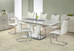 Кухонний стіл HALMAR MISTRAL 160-220x90 см, глянцевий білий фото