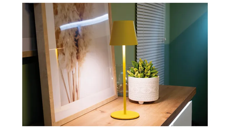 BRW Настільна світлодіодна лампа Hortia бездротова з диммером жовтого кольору 091617 фото №6
