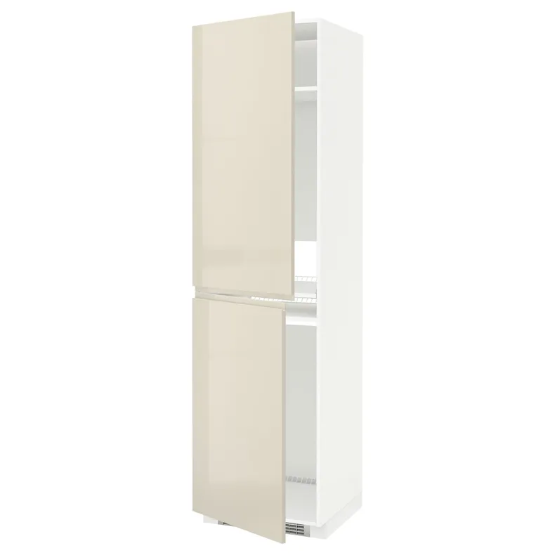 IKEA METOD МЕТОД, висока шафа для холодильнка / морозил, білий / Voxtorp високий глянець світло-бежевий, 60x60x220 см 191.435.70 фото №1