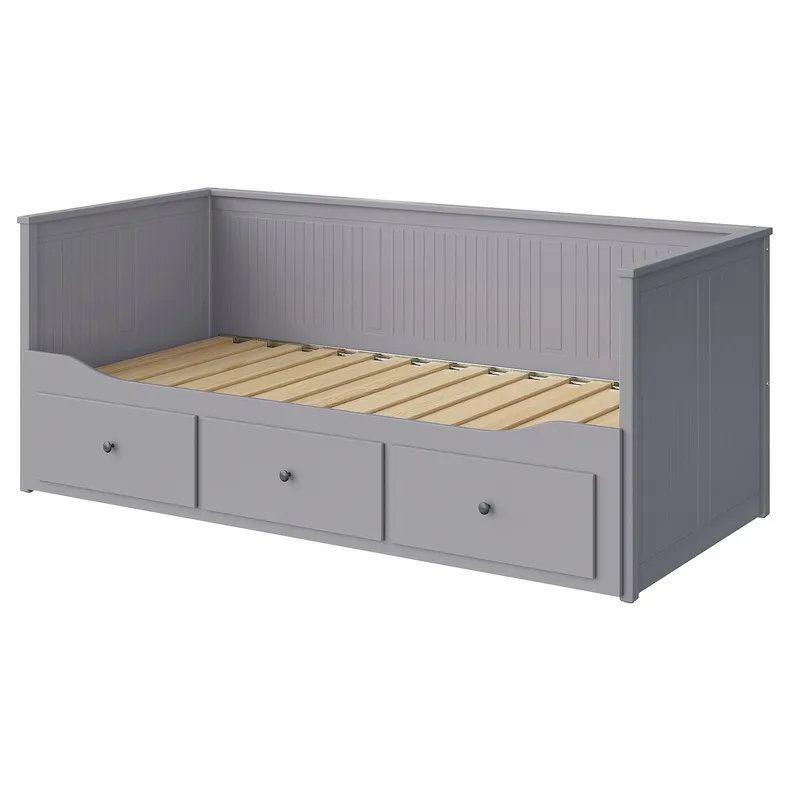 IKEA HEMNES ХЕМНЭС, каркас кровати-кушетки с 3 ящиками, серый, 80x200 см 603.722.76 фото №1