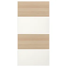 IKEA MEHAMN МЕХАМН, 4 панелі для рами розсувних дверцят, дуб морений білий / білий, 100x201 см 004.211.85 фото