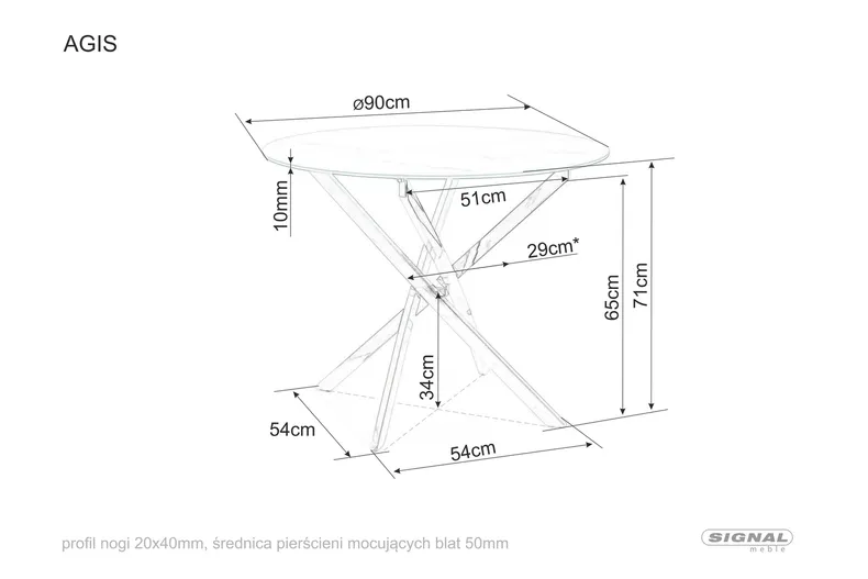 Круглий скляний Стіл SIGNAL AGIS, прозорий / хромований, 90x90 см фото №19
