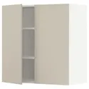 IKEA METOD МЕТОД, навісна шафа з полицями / 2 дверцят, білий / хавсторпський бежевий, 80x80 см 794.700.12 фото thumb №1