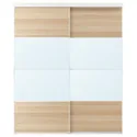 IKEA SKYTTA СКЮТТА / MEHAMN/AULI МЕХАМН/АУЛІ, комбінація розсувних дверцят, біле/дубове тоноване біле дзеркало, 202x240 см 195.759.22 фото thumb №1