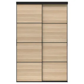 IKEA SKYTTA СКЮТТА / MEHAMN МЕХАМН, дверь раздвижная, комбинация, черный / 2стр дуб, окрашенный в белый цвет, 152x240 см 994.995.71 фото