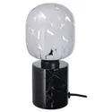 IKEA MARKFROST МАРКФРОСТ / MOLNART МОЛНАРТ, настольная лампа с лампочкой, черный мрамор / трубчатая форма белый / прозрачное стекло 694.945.65 фото thumb №1