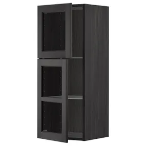 IKEA METOD МЕТОД, настінна шафа, полиці / 2 склх дверц, чорний / Лерхіттан, пофарбований у чорний колір, 40x100 см 394.557.54 фото