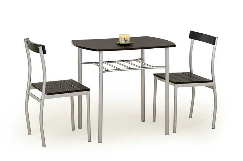 Столовий комплект HALMAR LANCE стіл + 2 стільці 82x50 см, венге фото №1