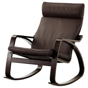 IKEA POÄNG ПОЕНГ, крісло-гойдалка, чорно-коричневий / ГЛОСЕ темно-коричневий 094.293.23 фото