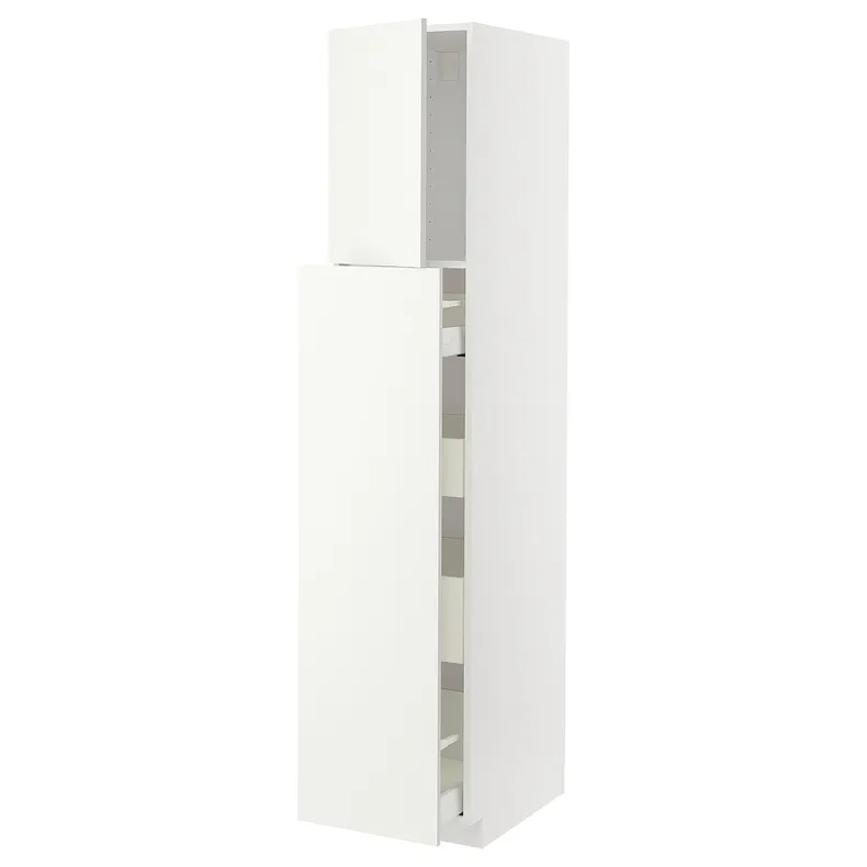 IKEA METOD МЕТОД / MAXIMERA МАКСИМЕРА, высокий шкаф / выдвижн секция / 1дв / 4ящ, белый / Вальстена белый, 40x60x200 см 395.074.23 фото №1