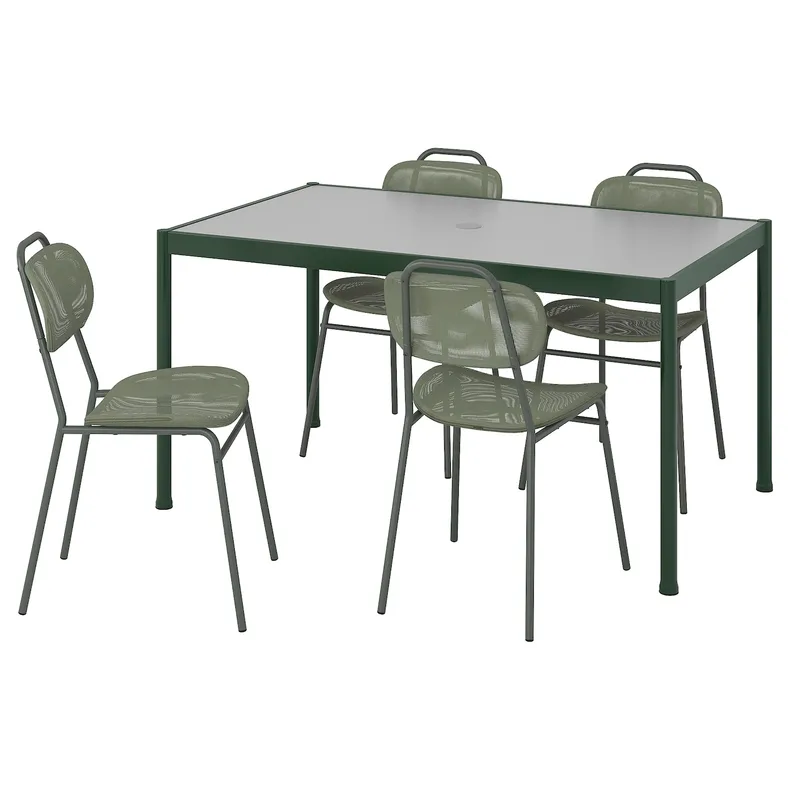 IKEA SEGERÖN СЕГЕРЁН / ENSHOLM ЭНСХОЛЬМ, стол и 4 стула, внешний вид темно-зеленый / зеленый, 147 см 995.447.38 фото №1