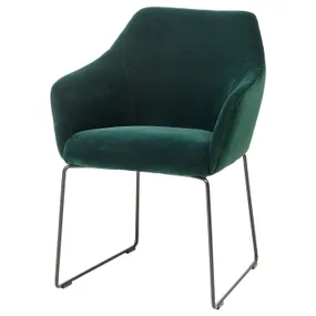 IKEA TOSSBERG ТОССБЕРГ, стілець, чорний метал/зелений акаміт 205.182.33 фото